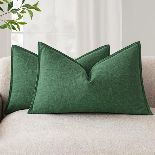 Vista 64 de Foindtower Juego de 2, Fundas Decorativas de Almohada de Lino Sólido Suaves Fundas de Cojín Europeo de Acento Estilo Granja Neutral para Silla Sofá