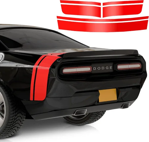 Vista 9 de Kit de calcomanías de vinilo de carreras para cinturón trasero, compatible con Dodge Challenger 2009-2025, Black Ghost Scat Pack Swinger, fabricado