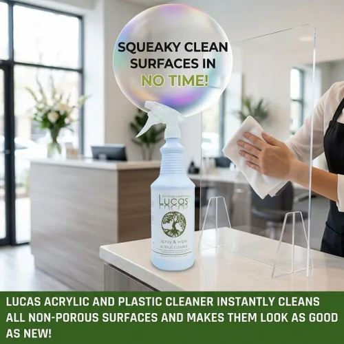 Vista 8 de Spray limpiador de acrílico y plástico para superficies no porosas y camas de bronceado, listo para usar, limpiador sin rayas para plexiglás