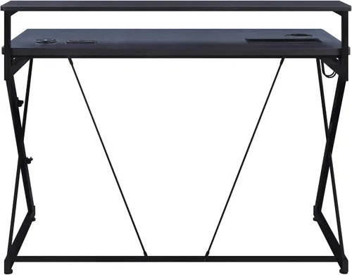 Vista 9 de OSP Home Furnishings Emulator Battlestation - Escritorio para juegos con luces LED RGB, color negro