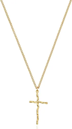 Vista 128 de Fettero - Collar con dije de cruz de fe, chapado en oro de 14 K, cadena fina, minimalista, simple, pequeña, para oración, regalo de joyería religiosa