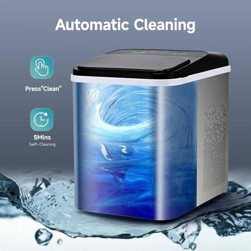 Vista 5 de EUHOMY Nugget Máquinas de Hacer Hielo para Encimera, Listo en 8 Minutos, 35 libras/24H, Autolimpiante, Máquina de Hacer Hielo Portátil con Cuchara