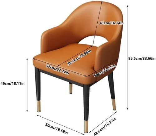Vista 3 de Sillas de comedor, sillas de comedor modernas de mediados de siglo, tapizadas de piel sintética con patas de metal, sillas para comedor (beige)