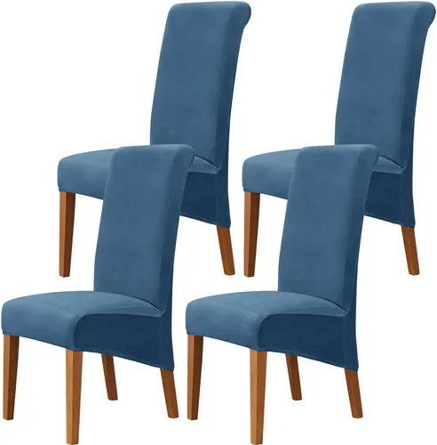 Vista 34 de Juego de 2 fundas de terciopelo para sillas de comedor, color beige, fundas elásticas para sillas de comedor y cocina, reutilizables, protector
