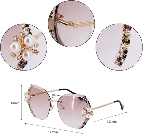 Vista 2 de Naimo Gafas de sol de lujo cristalinas cristalinas brillantes de la lente del corte ULTRAVIOLETA 400 de la protección