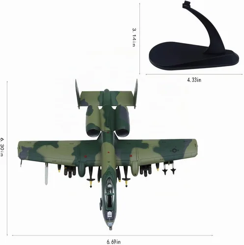 Vista 2 de A-10 Thunderbolt II Warthog Fighter Plane Modelo 1:100 Modelo Militar Avión Camuflaje A-10(verde)