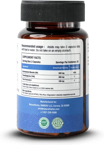 Vista 8 de NAD+ Cápsulas 950mg 60 cápsulas vegetales Energía celular y apoyo saludable al envejecimiento aumenta el metabolismo, la inmunidad y la función