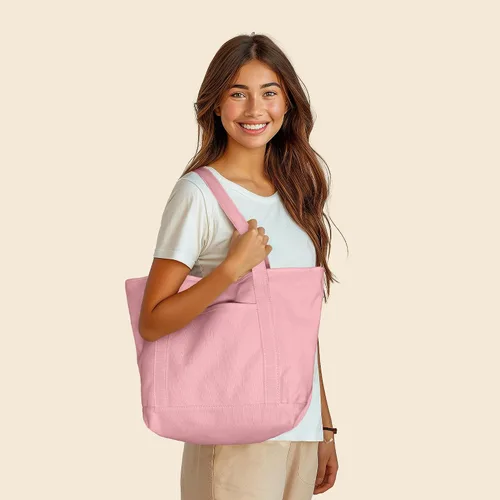 Vista 3 de DALIX - Bolsa de compras de lona y algodón de 50cm en color liso (edición exclusiva)