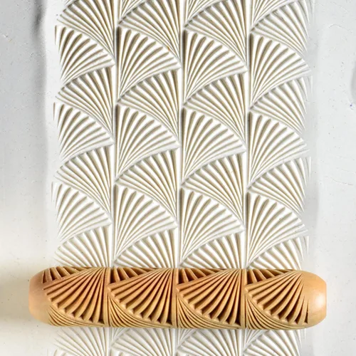 Vista 11 de MKM Pottery Tools Rodillos de mano grandes de madera para arcilla (BHR-01 Diagonal Basketweave)