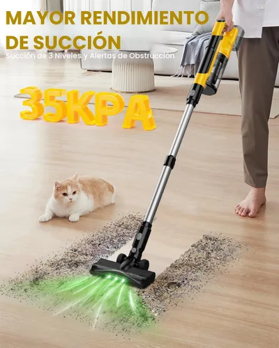 Vista 2 de Aspiradora sin cable para batería DeWalt de 20V, aspiradora ligera de palo 7 en 1 con filtro HEPA, succión de 35KPA, motor sin escobillas de 350W, 3