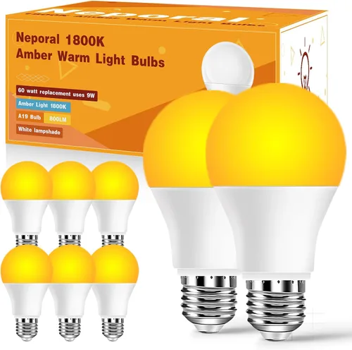 Vista 18 de Bombillas LED Neporal de 3 W 625 nm de color rojo para dormir, 100% de bloqueo de luz azul, luz nocturna roja para promover la melatonina, bombilla