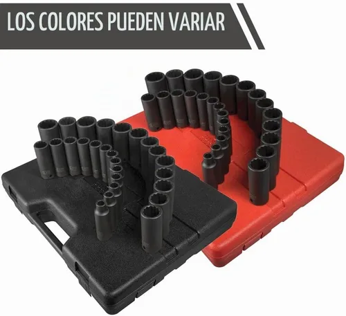 Vista 2 de SUNEX TOOLS 2827 Juego de llaves métricas de impacto profundo de 1/2 pulgadas, 12 puntos, 26 piezas