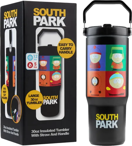 Vista 8 de Get Trend Five Nights at Freddy's - Vaso de 30 onzas con asa y popote, botella de agua aislada de acero inoxidable, sin bisfenol A, a prueba