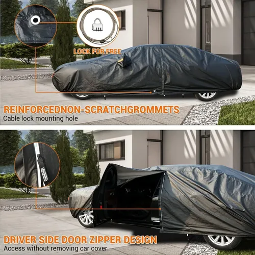 Vista 6 de Tecoom Funda impermeable para todo tipo de clima, resistente al viento, protector de granizo con forro polar y puerta con cremallera, protección