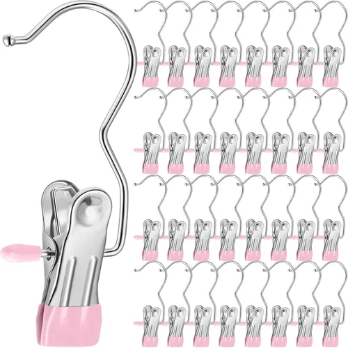 Vista 14 de Yinder Ganchos Colgadores para Botas Clips Ganchos de Lavandería Colgantes de Acero Inoxidable Pinzas para Ropa Colgadores Portátiles para Armario