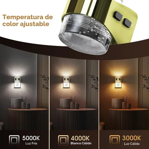 Vista 3 de L LOHAS LED 3CCT - Luces nocturnas enchufables a la pared, luz nocturna de Burbuja dorada-3CCT