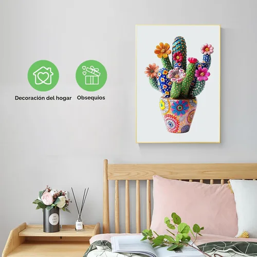 Vista 6 de Mys Aurora - Rompecabezas de madera para adultos, diseño de cactus y flores, 200 piezas
