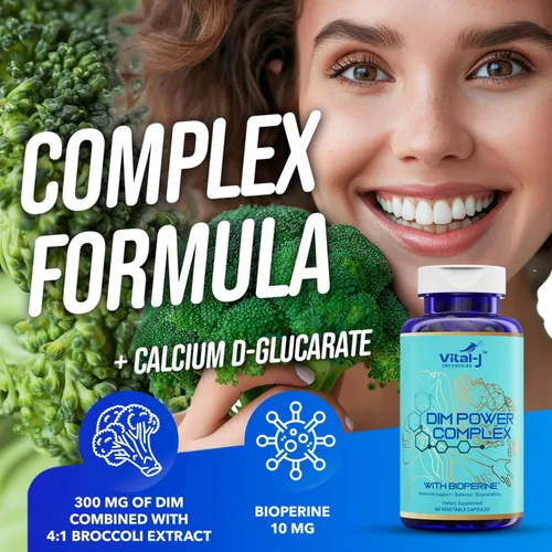 Vista 6 de Complejo potente DIM 4 en 1 de 300 mg – Equilibrio de estrógeno y metabolismo, energía y menopausia Suplemento de apoyo con bioperina (x4), calcio