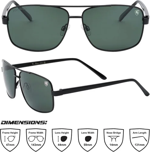 Vista 5 de Khan Breakout - Gafas de sol rectangulares ligeras y polarizadas para aviadores