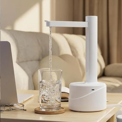 Vista 9 de Latedaux - Dispensador de botellas de agua eléctrica de escritorio de doble uso, de 5 galones, carga USB tipo C, bomba automática de botella de agua