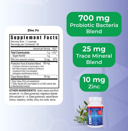 Vista 3 de Youngevity Zinc Fx - Zinc + oligominerales + saúco + astrágalo - Apoyo inmunológico masticable - Altamente absorbente - Delicioso - 30