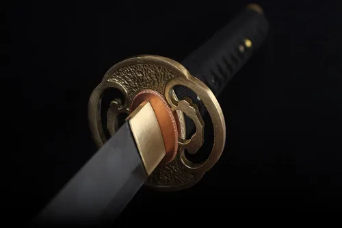 Vista 4 de Katanas japonesas con patrón de arcilla de acero templada, espadas japonesas hechas a mano, espadas catana funcionales de 41 pulgadas