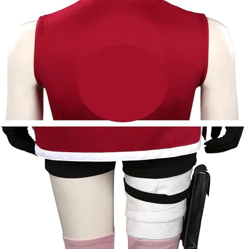 Vista 4 de Disfraz de anime para cosplay, vestido de anime, color rojo, con peluca para Halloween para mujer