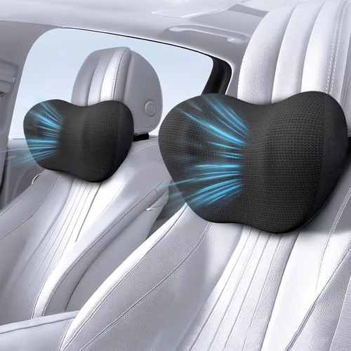 Vista 8 de Almohada súper cómoda para el reposacabezas del coche, almohada para el coche para aliviar el dolor de cuello con correa ajustable, 100% espuma Beige