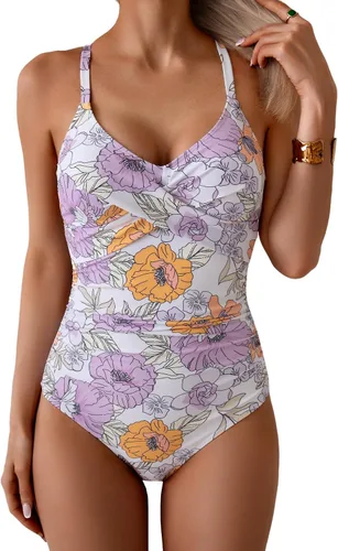 Vista 25 de B2prity Traje de baño de una pieza para mujer con control de abdomen marrón (Cameo Brown)