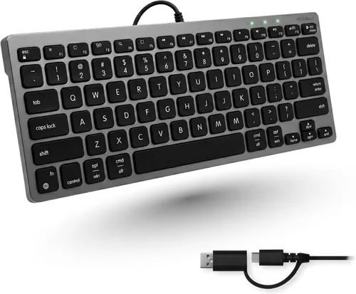 Vista 8 de Macally Teclado USB C con cable para Mac (USB C + USB A) - Teclado compatible para MacBook Pro/Air, iMac y MacMini - Teclado compacto Mac