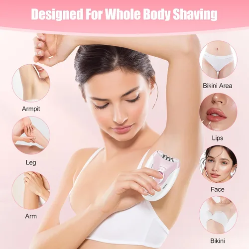 Vista 6 de Depiladora para mujeres, depiladoras con luz LED, dispositivo de depilación de doble velocidad, depilación facial para mujeres, inalámbrica