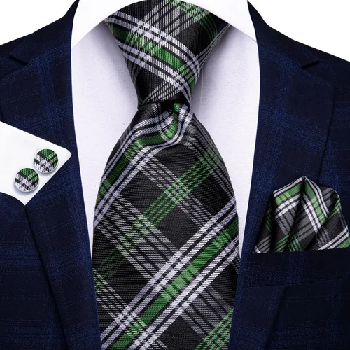 Vista 37 de Hi-Tie Corbatas de seda para hombre, diseño de cachemira a rayas, con bolsillo, gemelos cuadrados, conjunto formal de negocios