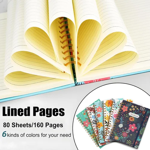 Vista 3 de Coopay Paquete de 12 cuadernos en espiral A5 para mujeres, cuadernos de composición con rayas universitarias, diario en espiral de tapa dura, lindo