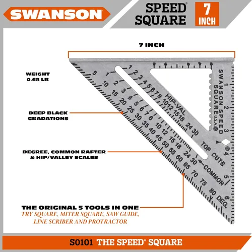 Vista 4 de Swanson Tool Co S0101 - Escuadra rápida de 7 pulgadas, azul