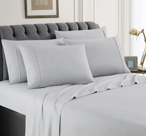 Vista 7 de Juego de sábanas de tamaño individual – 4 piezas de microfibra transpirable sólida – Ropa de cama de lujo resistente a la decoloración para mujeres