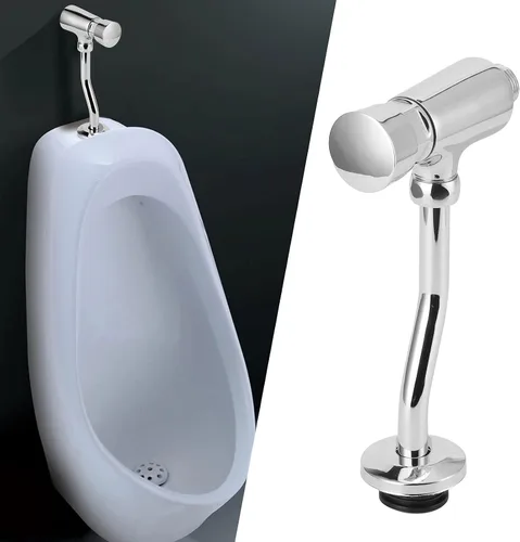 Vista 2 de Válvula de descarga de orinal G1/2 ahorro de agua, prensa manual de cobre montado en la pared herramienta de descarga para baño inodoro
