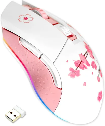 Vista 8 de DAREU EM901X - Mouse inalámbrico para juegos con base de carga RGB recargable, 12K DPI, 6 botones programables, sensor de alta precisión [300IPS]