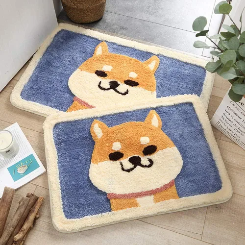 Vista 7 de Ankah Dog Series - Alfombra de baño de la colección de animales Shiba y Corgi, felpa suave y peluda, antideslizante, altamente absorbente, lavable a