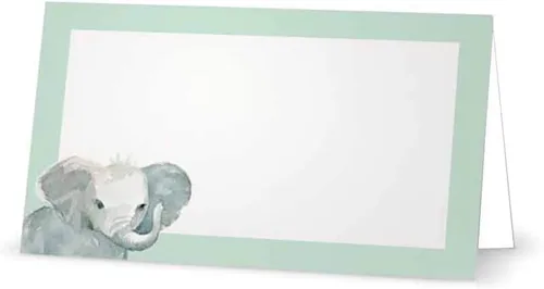 Vista 5 de Baby Elephant - Tarjetas de lugar - Artículos de papelería para eventos (10, azul pastel)