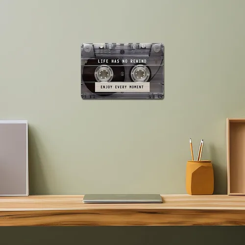 Vista 6 de Letrero de metal inspirador de 12 x 8 pulgadas, arte de pared retro de aluminio con frase "Life Has No Rewind" Enjoy Every Moment Positive Quotes