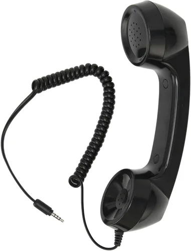 Vista 2 de Teléfono retro auricular, receptor de teléfono celular de mano operación a prueba de radiación para computadoras (negro)
