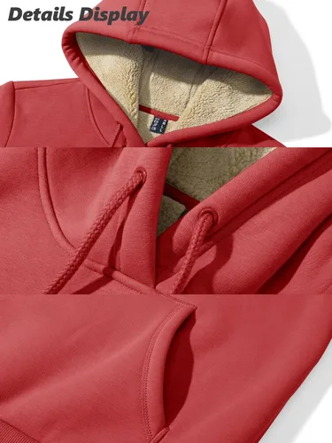 Vista 85 de MAGCOMSEN Sudaderas con capucha para mujer, con forro de sherpa, de vellón, para invierno, cálido, pesado, de algodón, con bolsillo