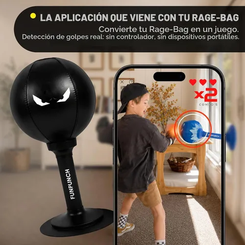 Vista 5 de Rage Bag - Saco de boxeo de escritorio para niños y adultos - Saco de boxeo con ventosa