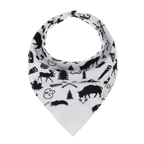 Vista 7 de Pickle & Olive Baberos reversibles para dentición para bebés, mordedor en forma de corazón, monocromático, juego de 2