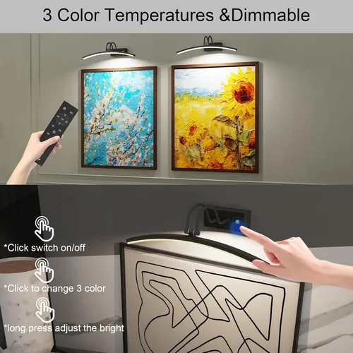 Vista 6 de PAIHOME Luces para fotos en la pared, luz magnética recargable con sensor de movimiento inteligente, control remoto regulable y temporizador