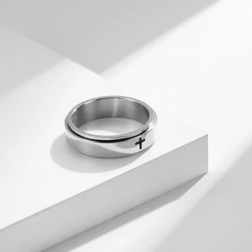 Vista 5 de Anillos de banda giratoria para aliviar el estrés y la ansiedad con diseño de Jesucristo para hombres mujeres niñas niños y niñas para la ansiedad