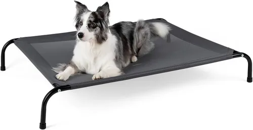 Vista 10 de Cama elevada refrescante para perros con protectores de piso antideslizantes y malla transpirable, hamaca cuna elevada para interiores y exteriores