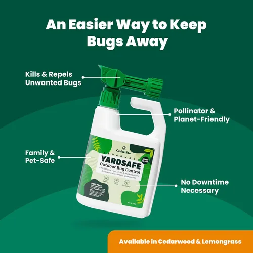 Vista 6 de Outdoor YardSafe Mata y repele mosquitos, garrapatas, pulgas, ácaros y más con aceites esenciales naturales, seguro para familias y mascotas