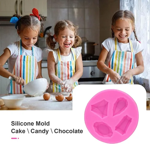 Vista 2 de Molde de silicona de diamante de grado alimenticio para chocolate, dulces, hielo, cupcake, decoración de tartas, forma de piedra de diamante