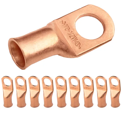 Vista 222 de SELTERM - 5 terminales de anillo resistentes para cable de batería, calibre 1/0 AWG, pernos de 1/2 pulgadas, terminales de calibre 0, ojales
